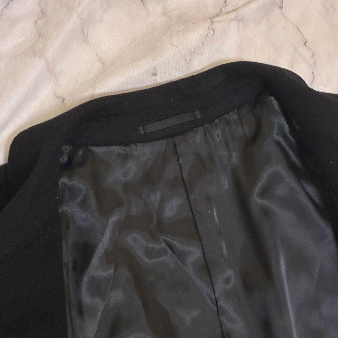 美品 カシミヤ 100% ベルト付 黒 ブラック ロング コート L〜XL相当