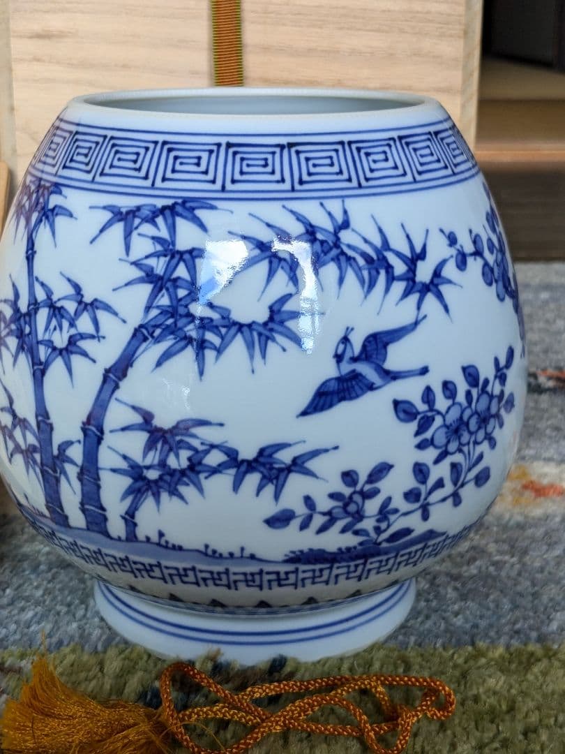 【最終お値下げ】【上作】五代三浦竹泉　染付芋頭水指　鵬雲斎書付