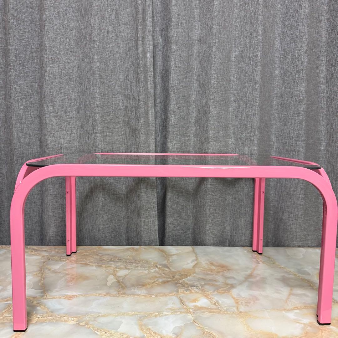 ガラステーブル ファンシーピンク 昭和 80s レトロ