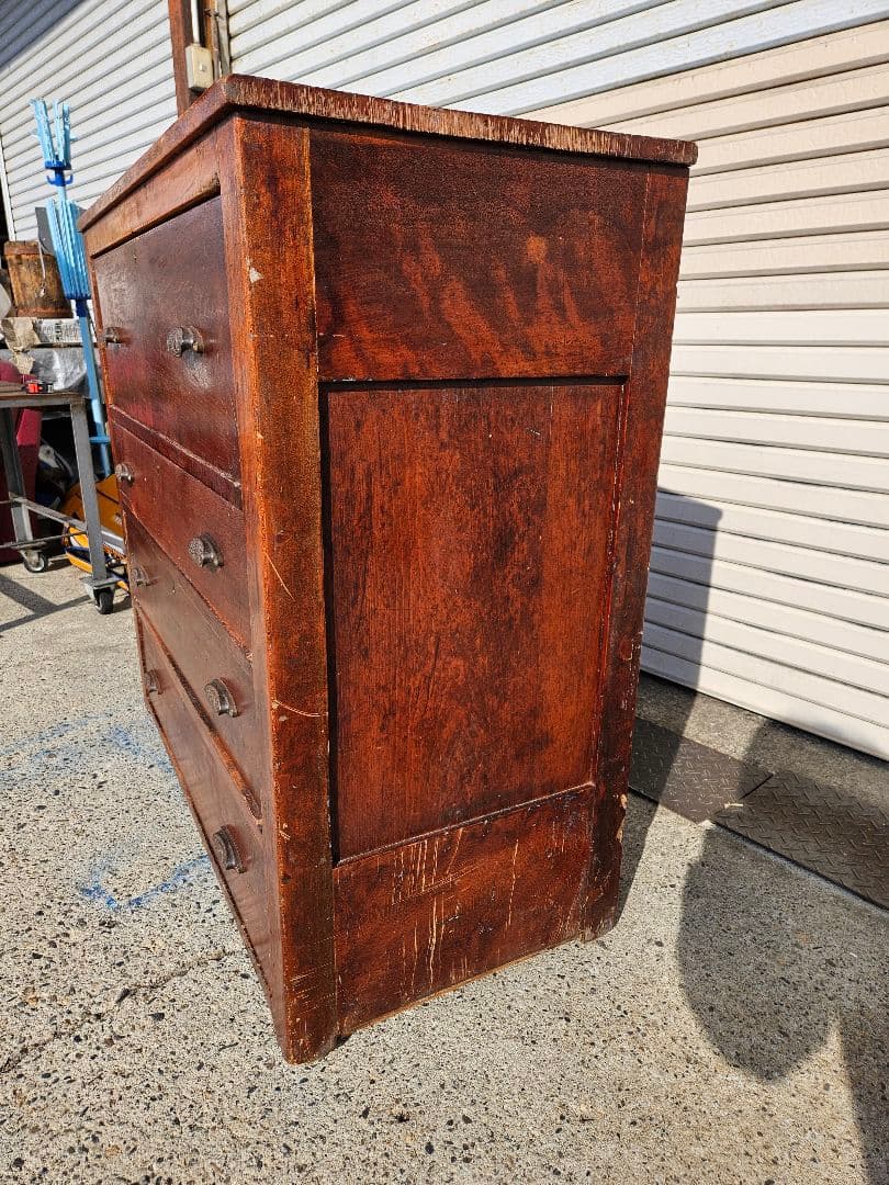 日本のアンティーク 欅の古いチェスト 無垢材 洋箪笥 引出し 収納 古家具