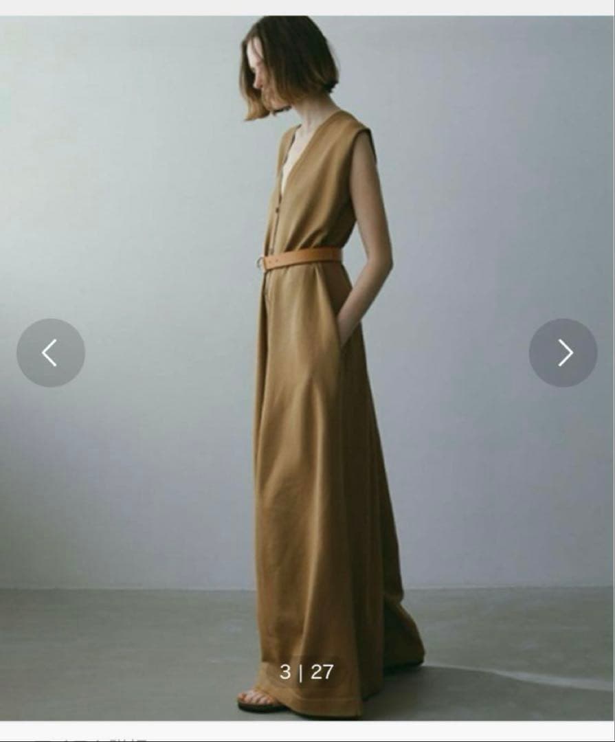 ETRETOKYO フロントボタンニットオールインワン CAMEL