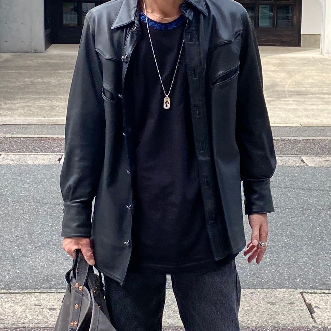 CHROME HEARTS クロムハーツ　ウェスタンレザーシャツ　ブラック