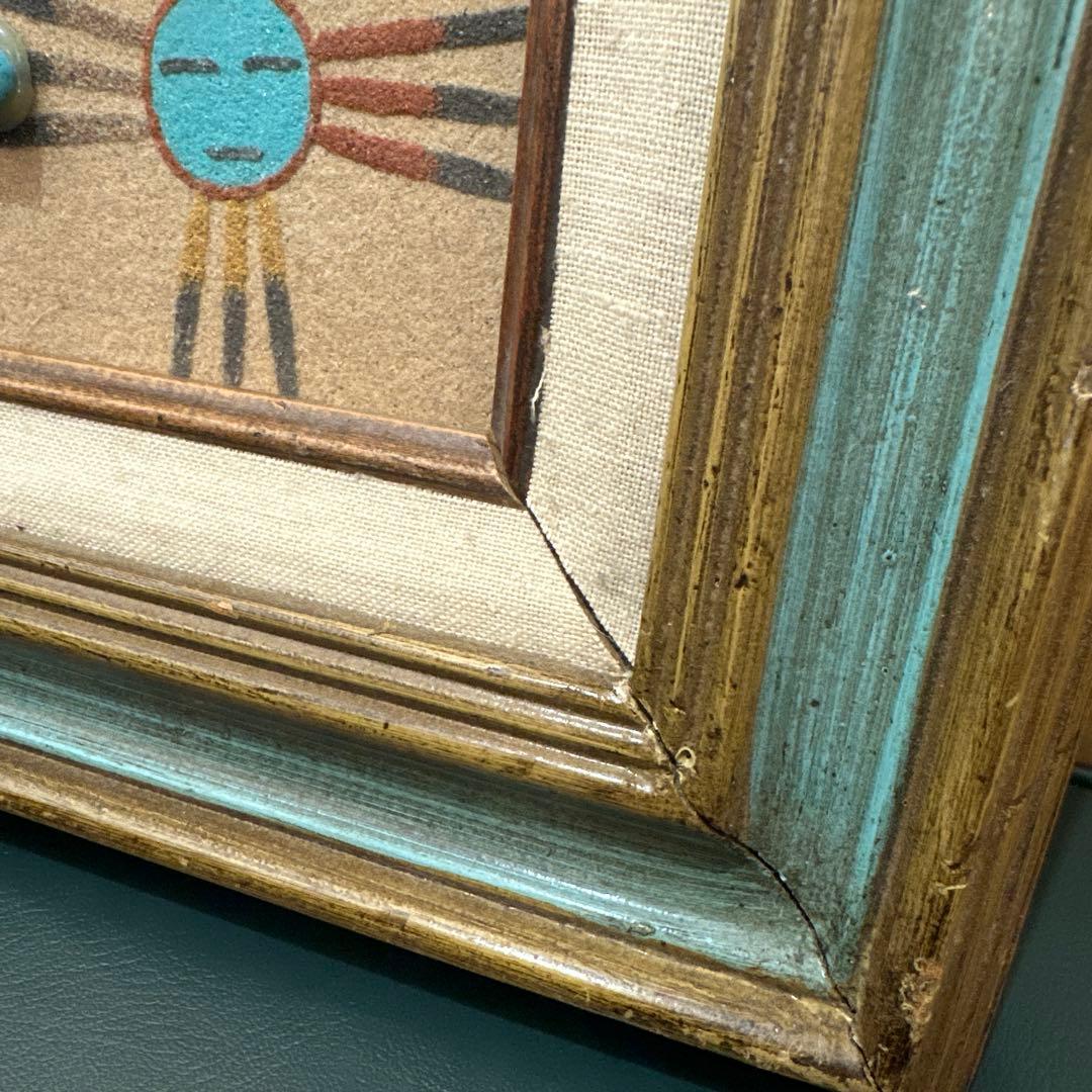 ナバホ族 サンドアート 壁掛け時計 サンフェイス カチナドール 44×44cm