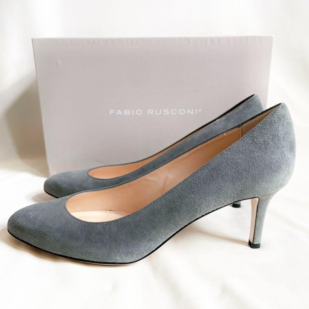 【箱付き未使用品】ファビオルスコーニ　スウェードパンプス　ラウンドトゥ　レザー
