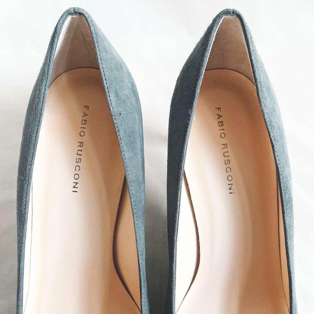 【箱付き未使用品】ファビオルスコーニ　スウェードパンプス　ラウンドトゥ　レザー