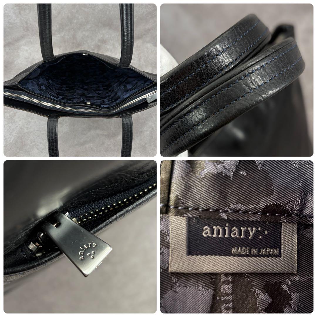 アニアリ トートバッグ 肩掛け レザー 本革 A4 カモフラ 迷彩 ブラック 黒
