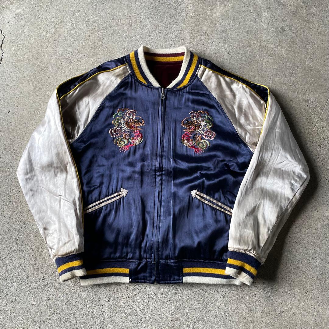 HOUSTON 別珍 ベロア サテン リバーシブル スカジャン 金太郎 桃太郎