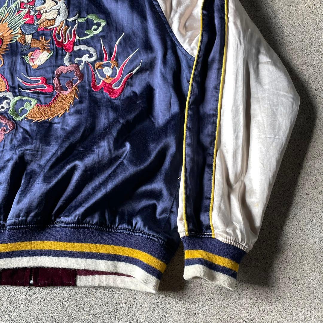 HOUSTON 別珍 ベロア サテン リバーシブル スカジャン 金太郎 桃太郎