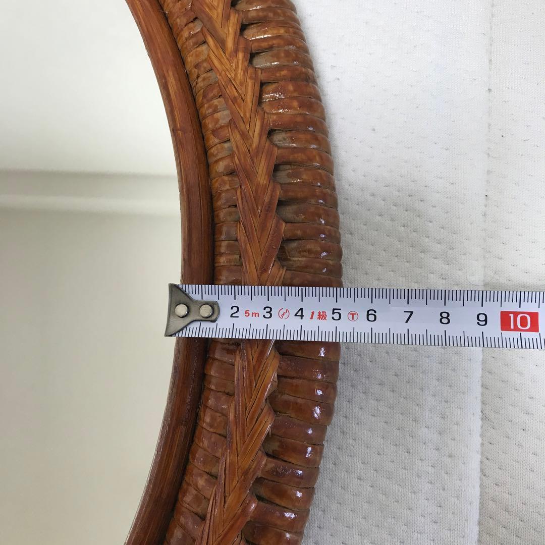 vintage ラタン 丸型ウォールミラー 直径53cm