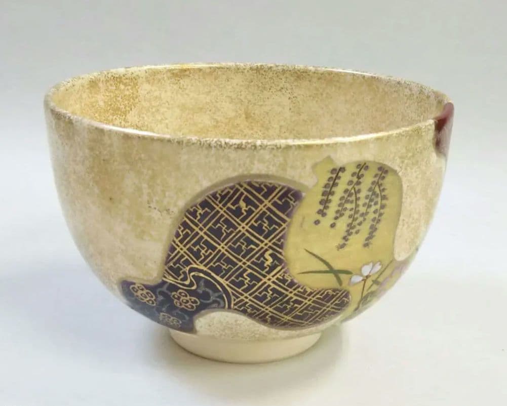 茶道具 茶碗 仁清 色絵 金砂子 六瓢 瓢 利昇窯 加藤広明 新品