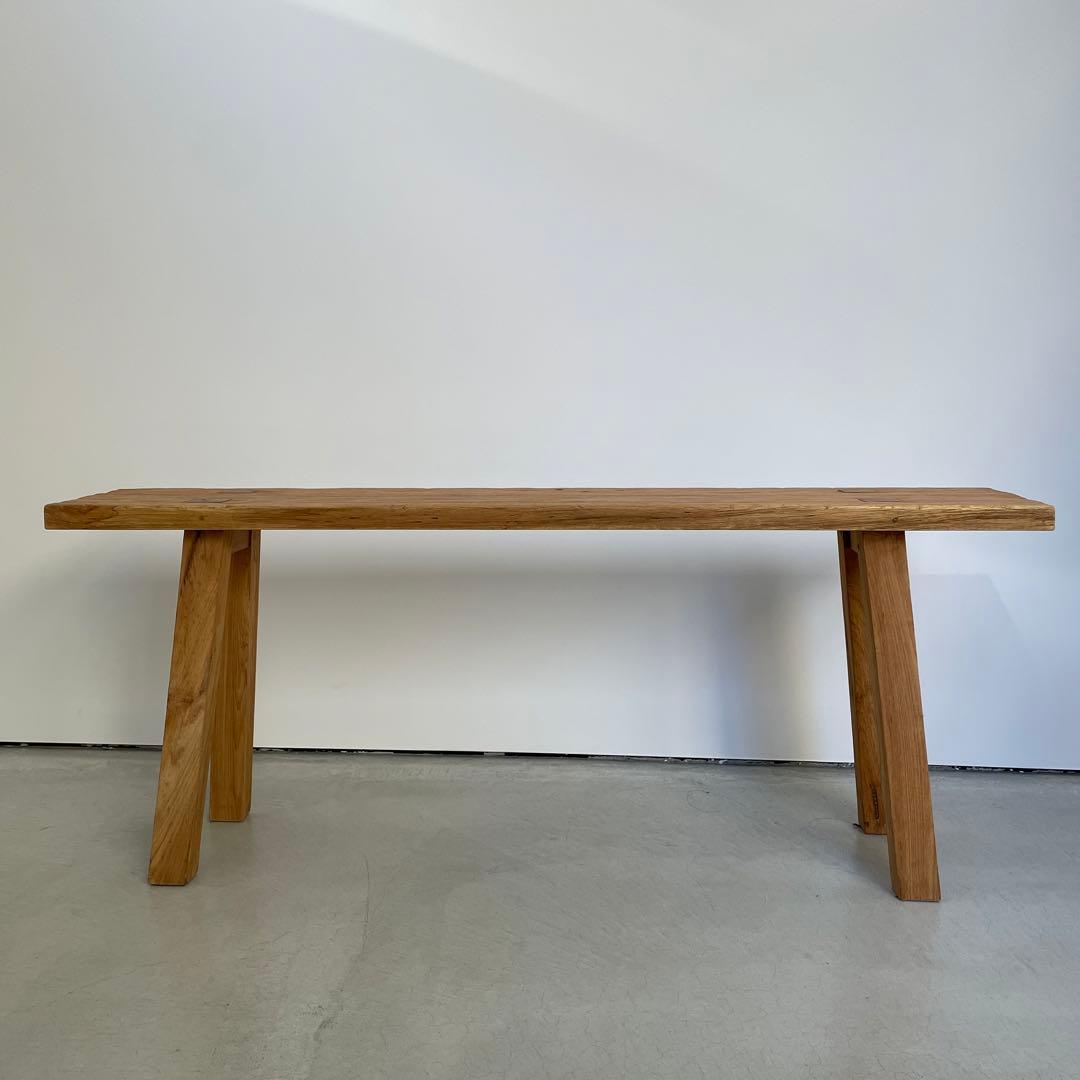 チーク無垢材無塗装ベンチ