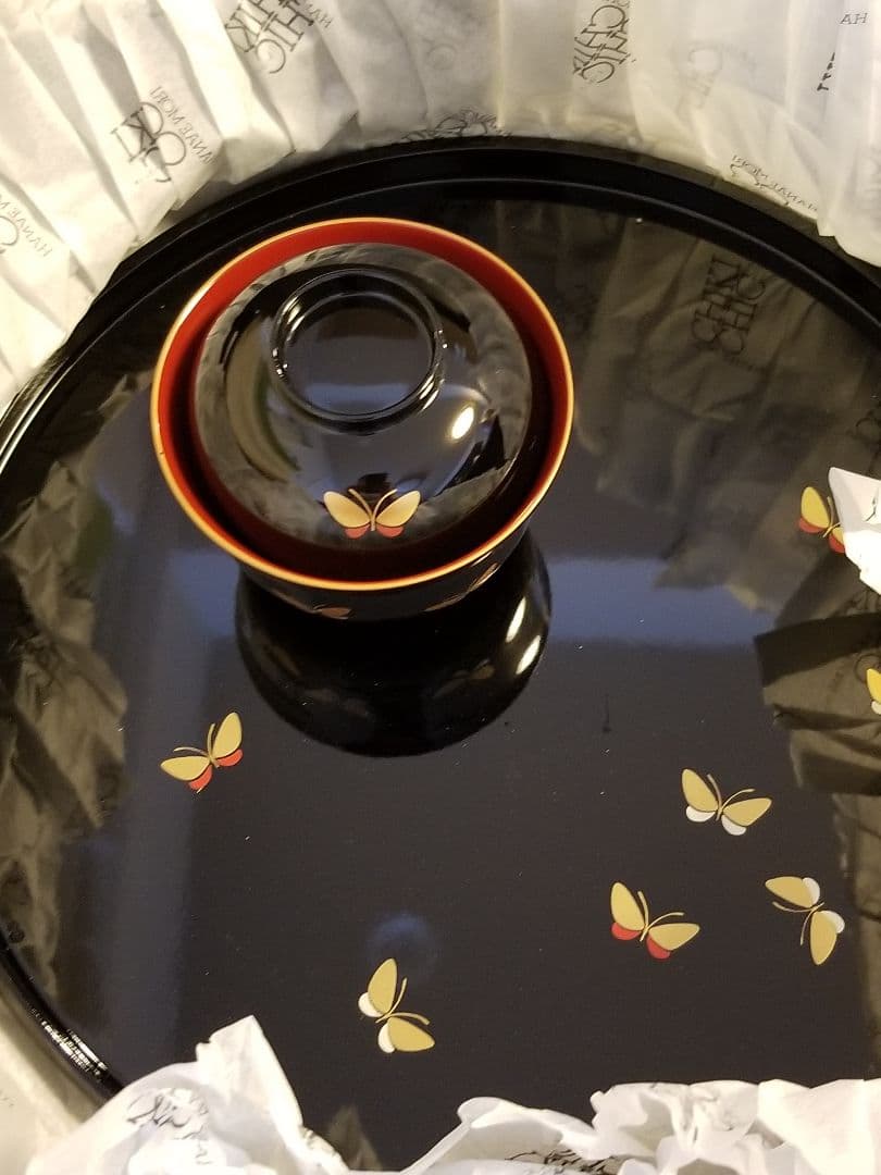 ハナエモリ漆お椀5客と盆セット