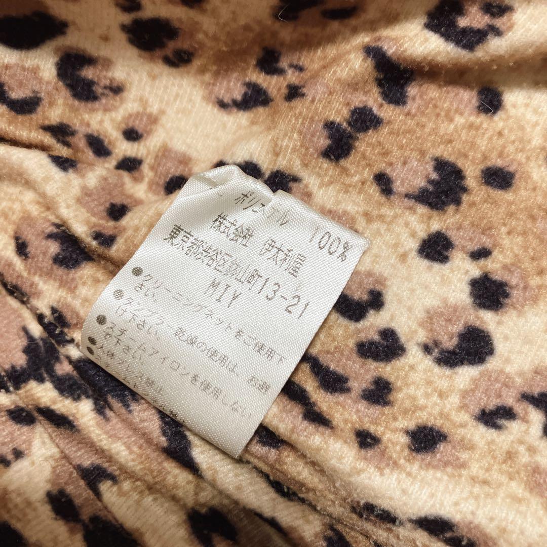 ✨美品✨伊太利屋　ファーフード付　キルティング　ロングコート　レオパード柄