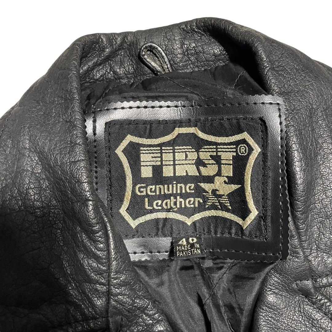 大きいサイズ【FIRST】本革 リアルレザーダブルライダースジャケット 黒 L