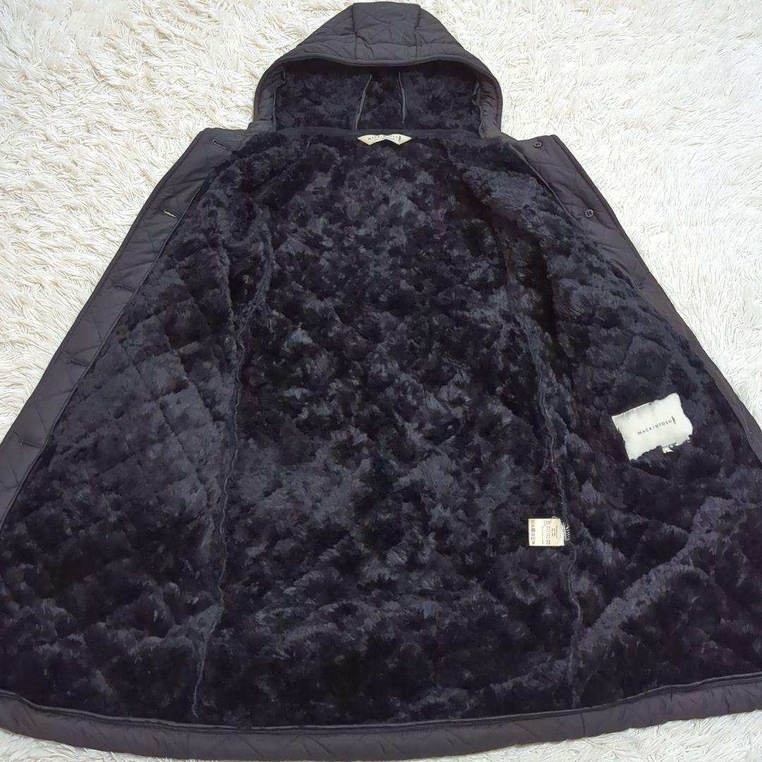 美品 6 マッキントッシュ 白タグ キルティングボアコート ブラック 英国製