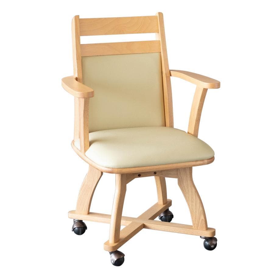 GLI DC PV　4脚　回転式ダイニングチェア　肘付アーム　ナチュラル