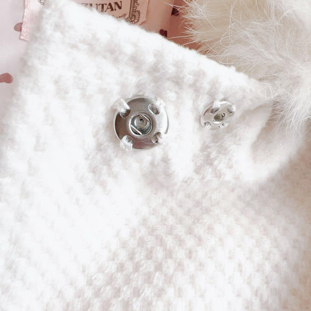 あみ LIZLISA系♡アイボリー ビジュー×リボンコート