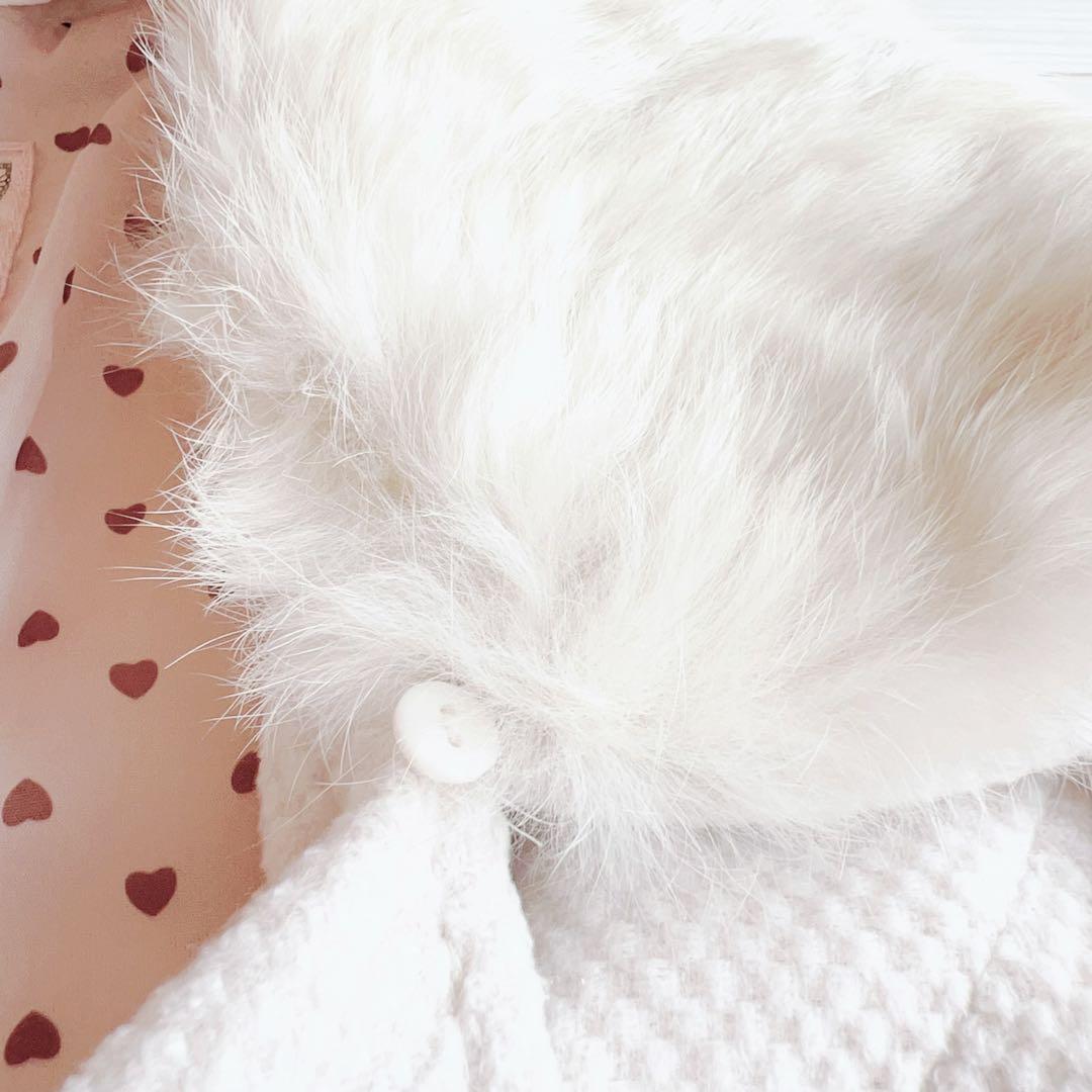 あみ LIZLISA系♡アイボリー ビジュー×リボンコート