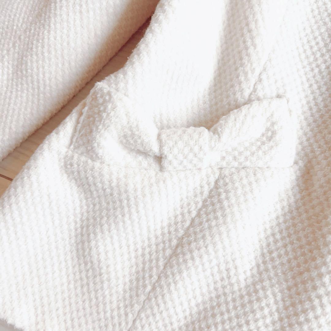 あみ LIZLISA系♡アイボリー ビジュー×リボンコート