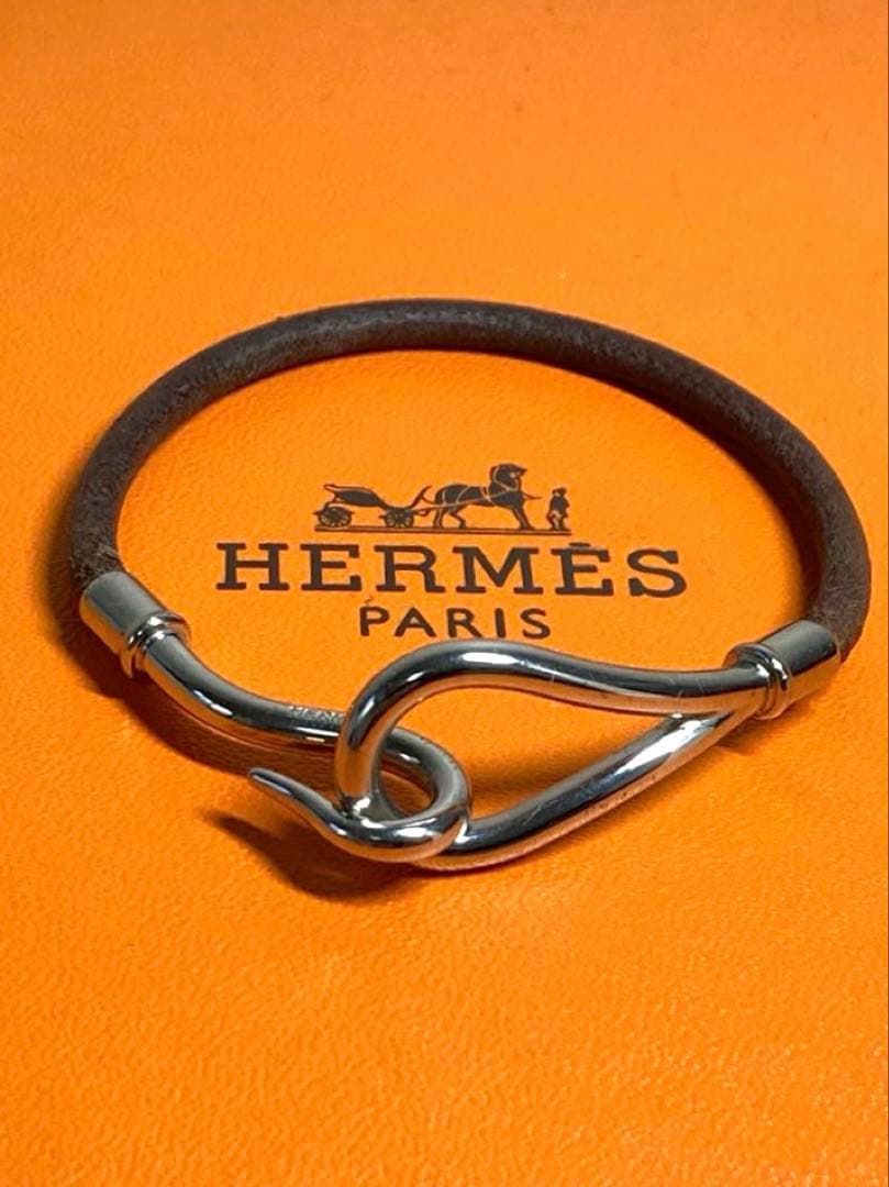 良品　HERMES エルメス　ジャンボ　シルバー金具　レザー　ブレスレット