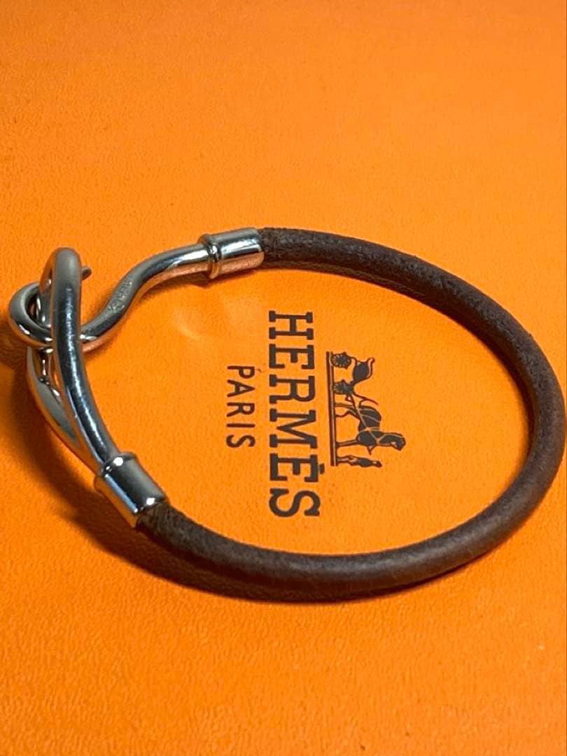 良品　HERMES エルメス　ジャンボ　シルバー金具　レザー　ブレスレット
