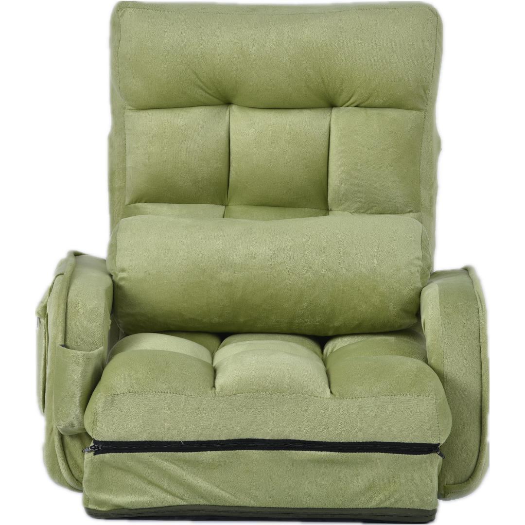 座椅子 リクライニング14段ギアリクライニングチェアー ファブリック【グリーン】
