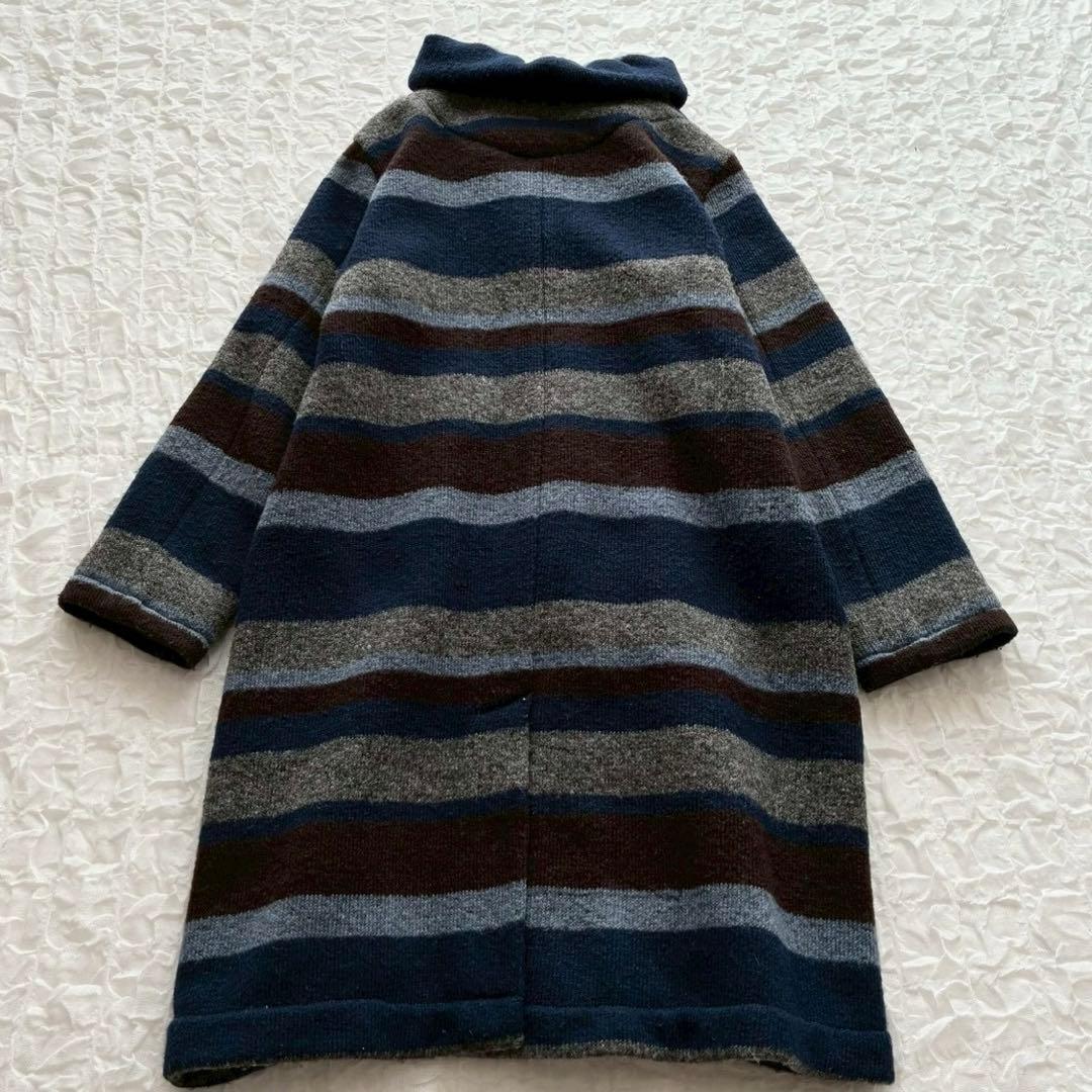 プランテーション イッセイミヤケ ボーダーロングコート ビッグカラー 2way