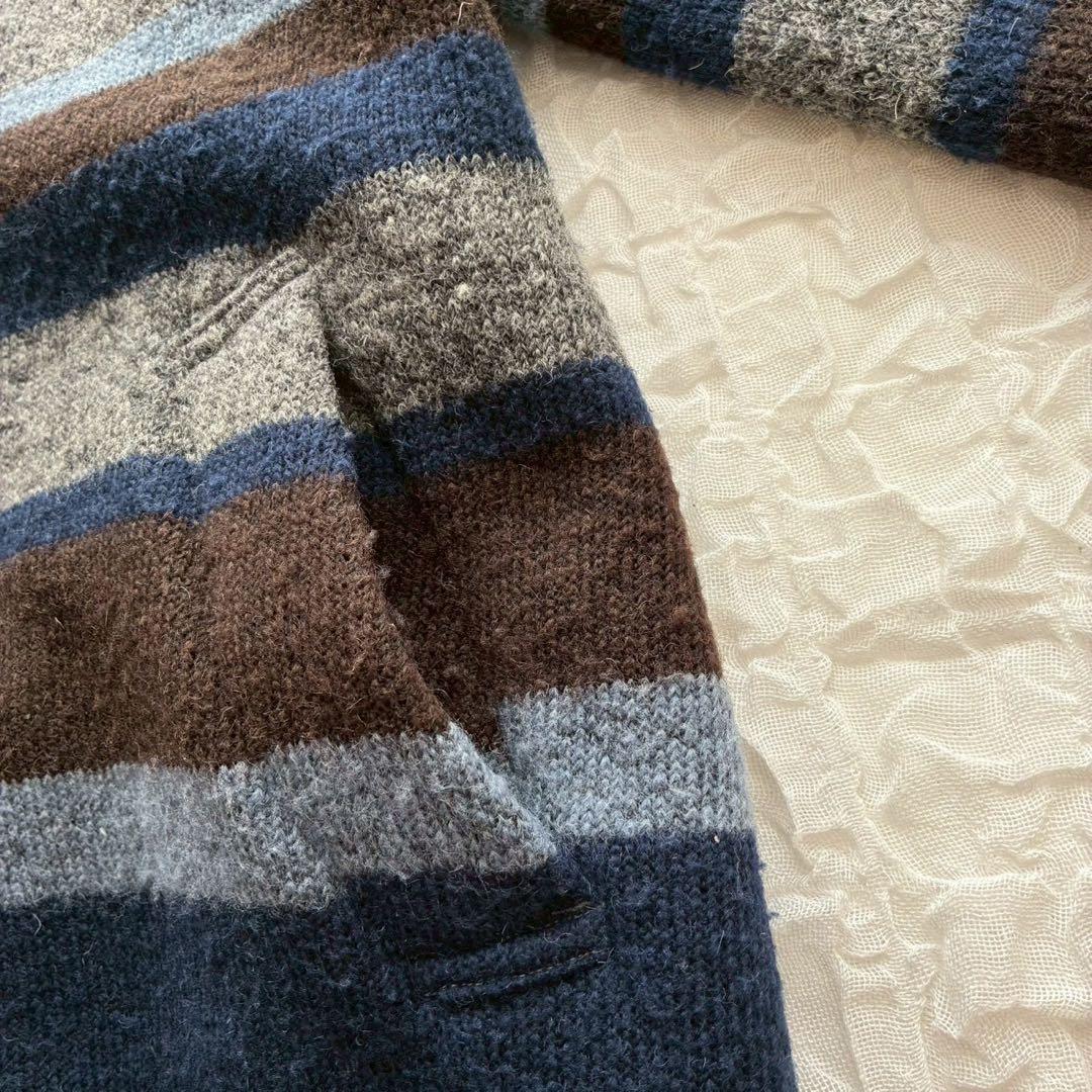 プランテーション イッセイミヤケ ボーダーロングコート ビッグカラー 2way