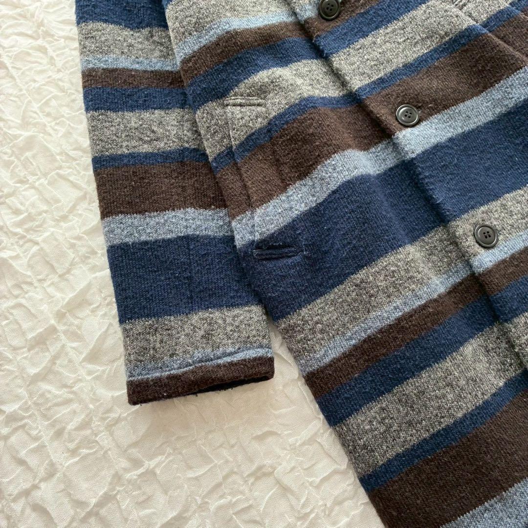 プランテーション イッセイミヤケ ボーダーロングコート ビッグカラー 2way