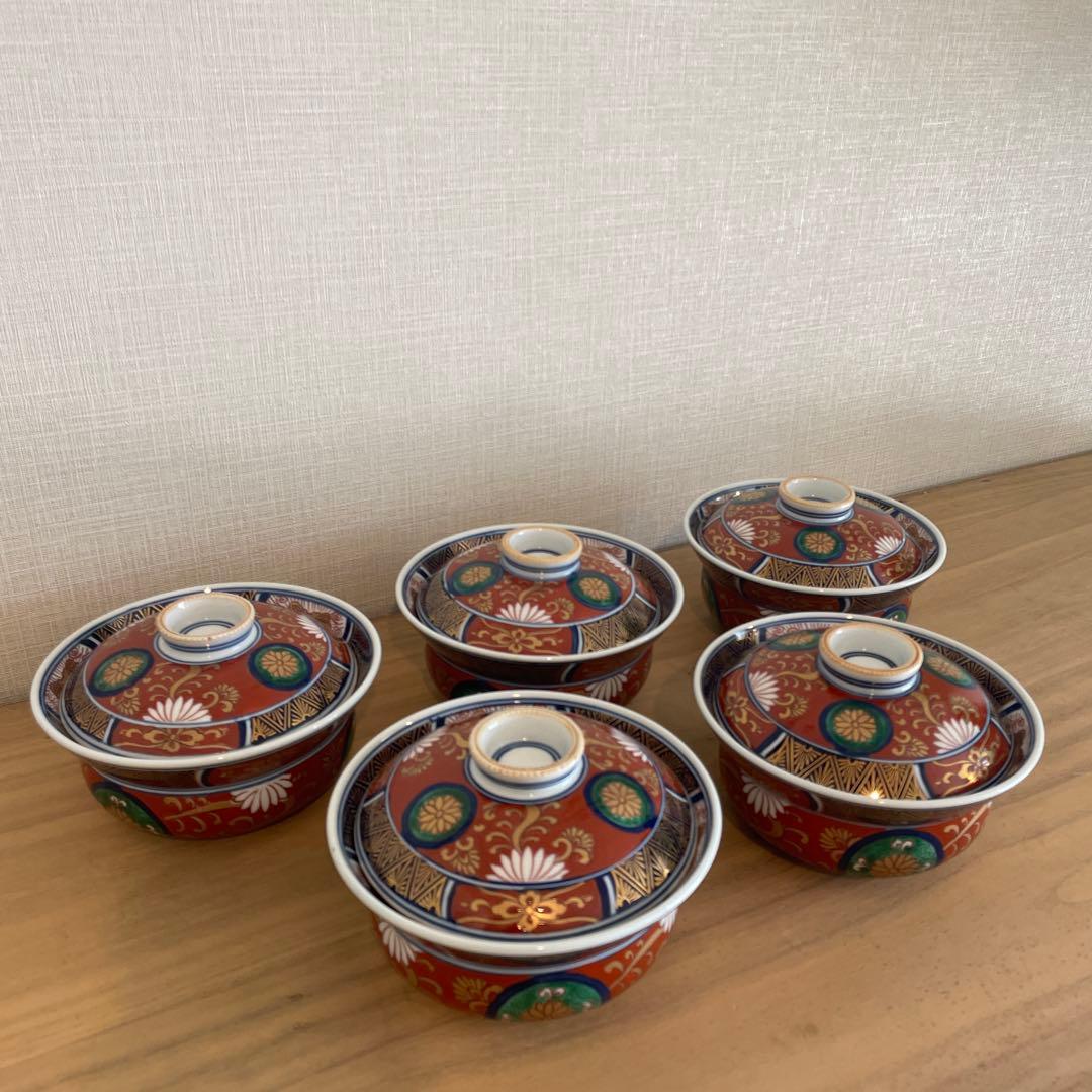 希少　有田焼　藤太郎窯　5客　蓋付き丼ぶり　どんぶり