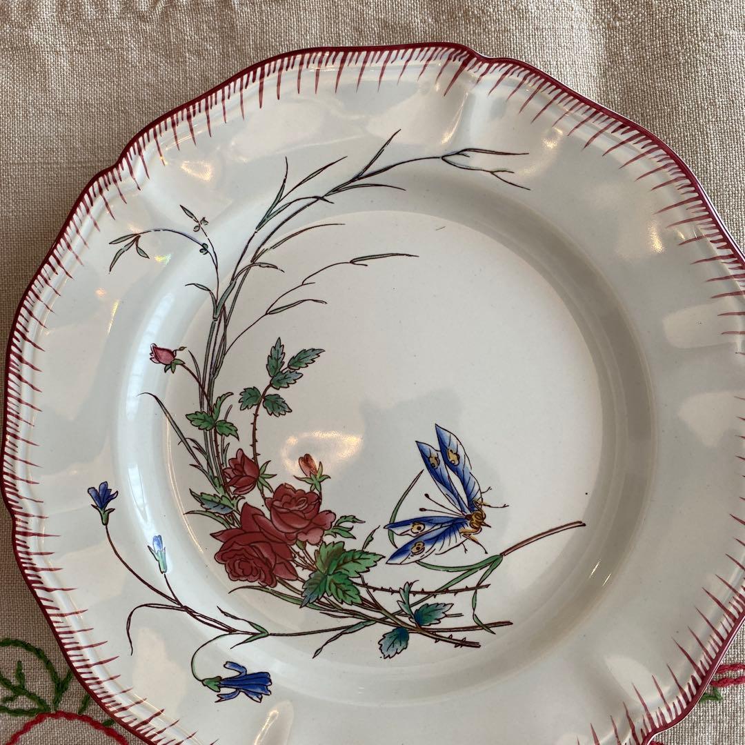 アンティークデザートプレート U&Cサルグミンヌ Papillon(蝶々）