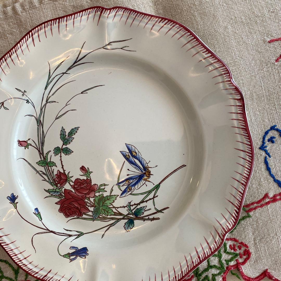 アンティークデザートプレート U&Cサルグミンヌ Papillon(蝶々）