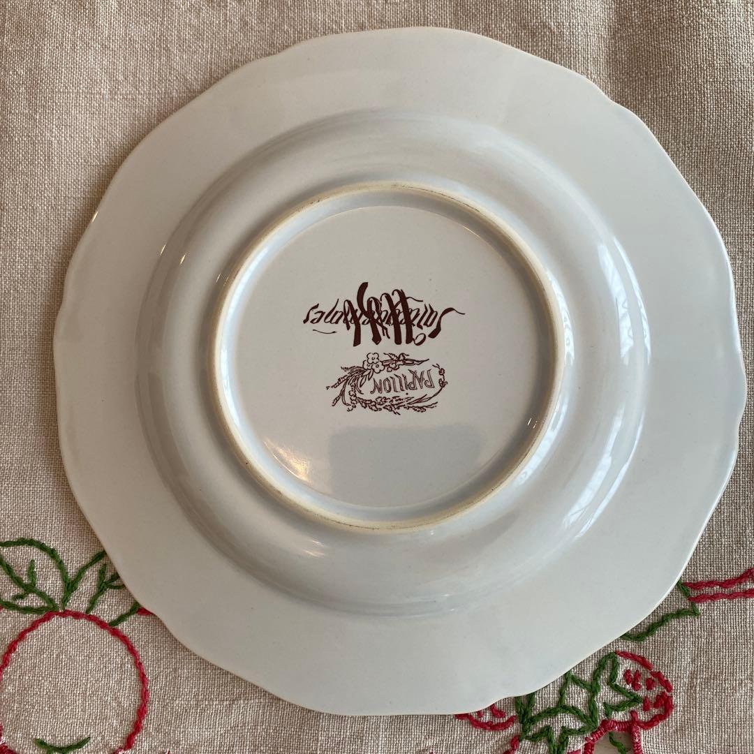 アンティークデザートプレート U&Cサルグミンヌ Papillon(蝶々）