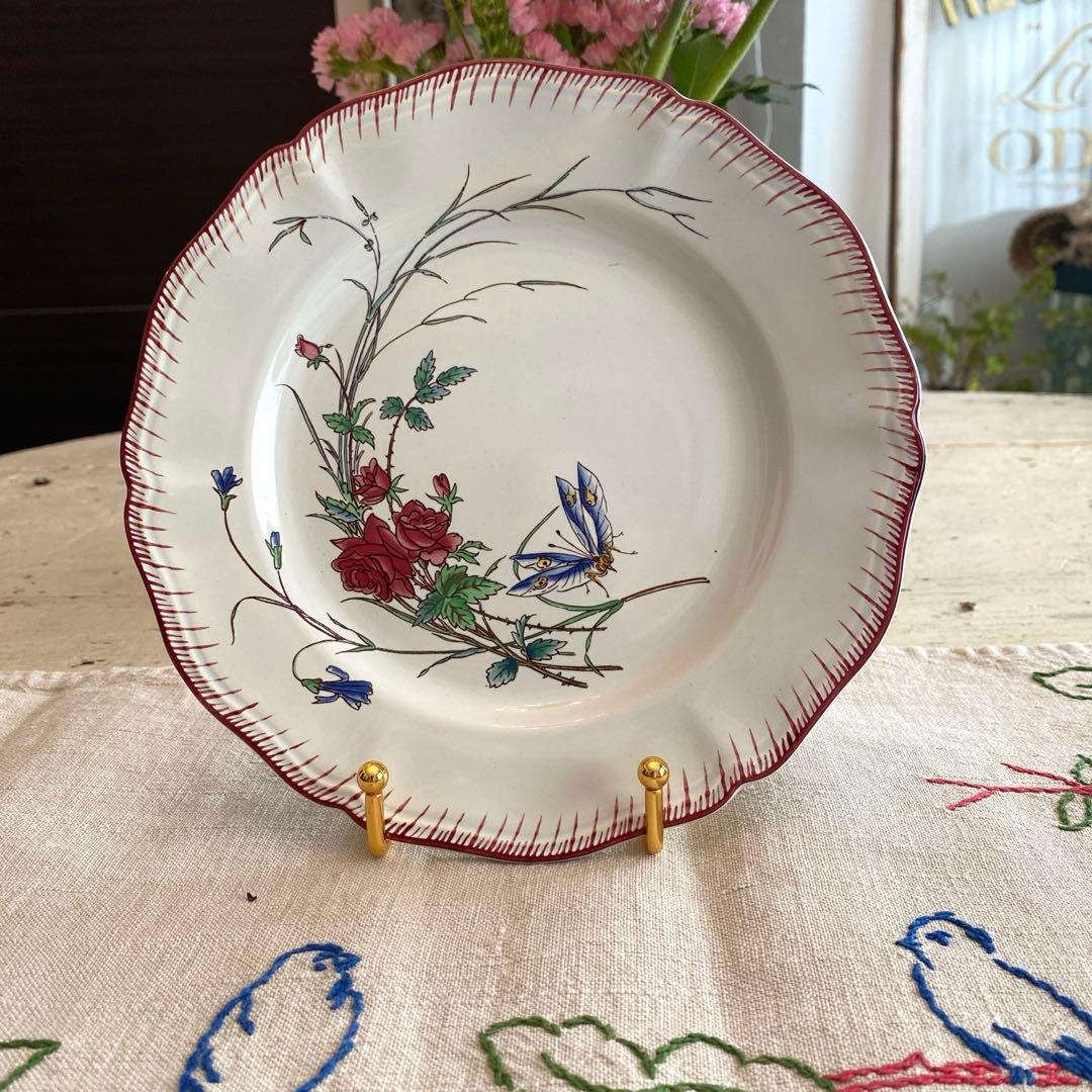 アンティークデザートプレート U&Cサルグミンヌ Papillon(蝶々）