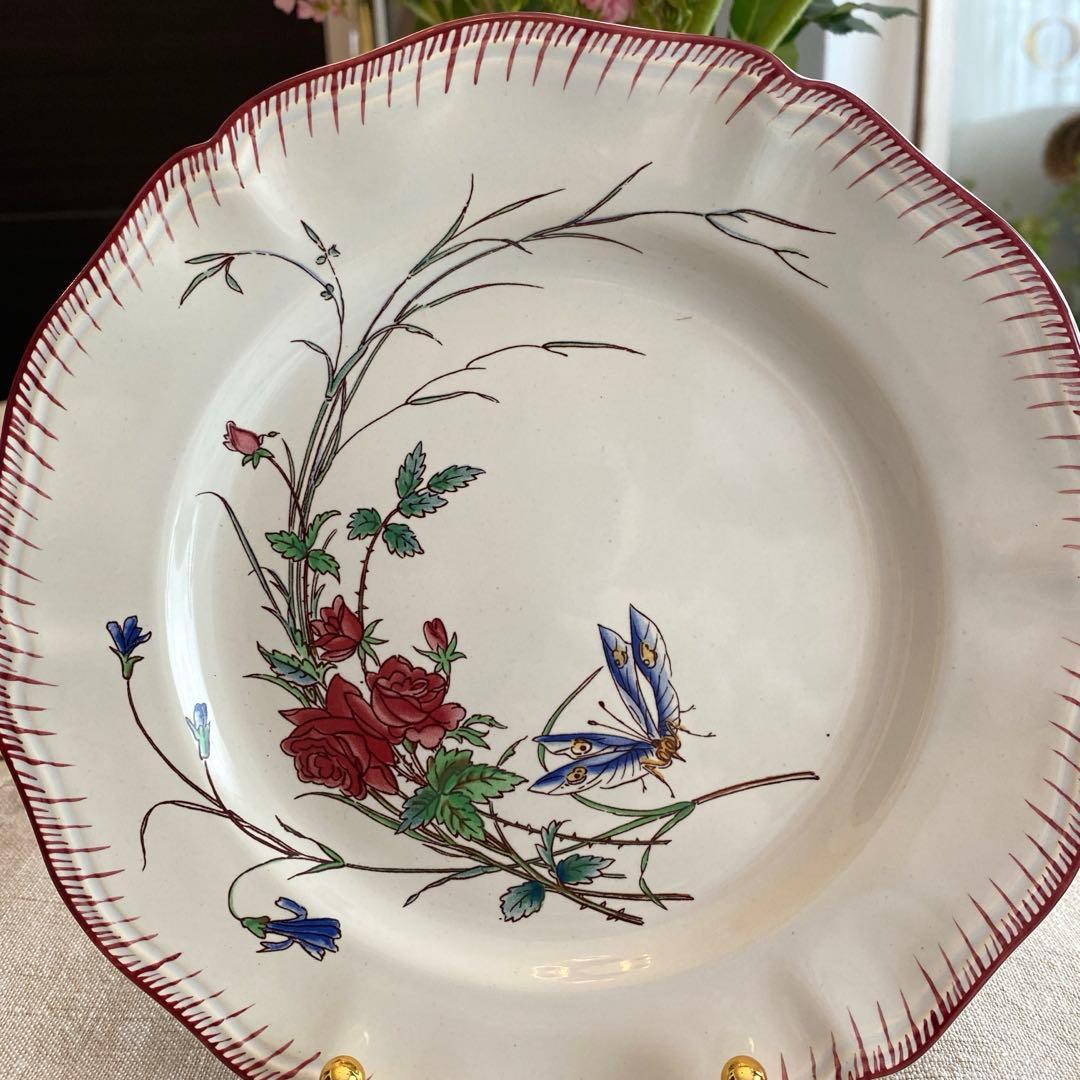 アンティークデザートプレート U&Cサルグミンヌ Papillon(蝶々）