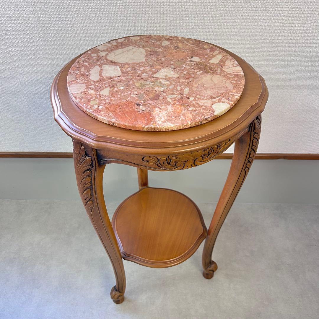 大理石 花台 アンティーク サイドテーブル 猫脚 家具