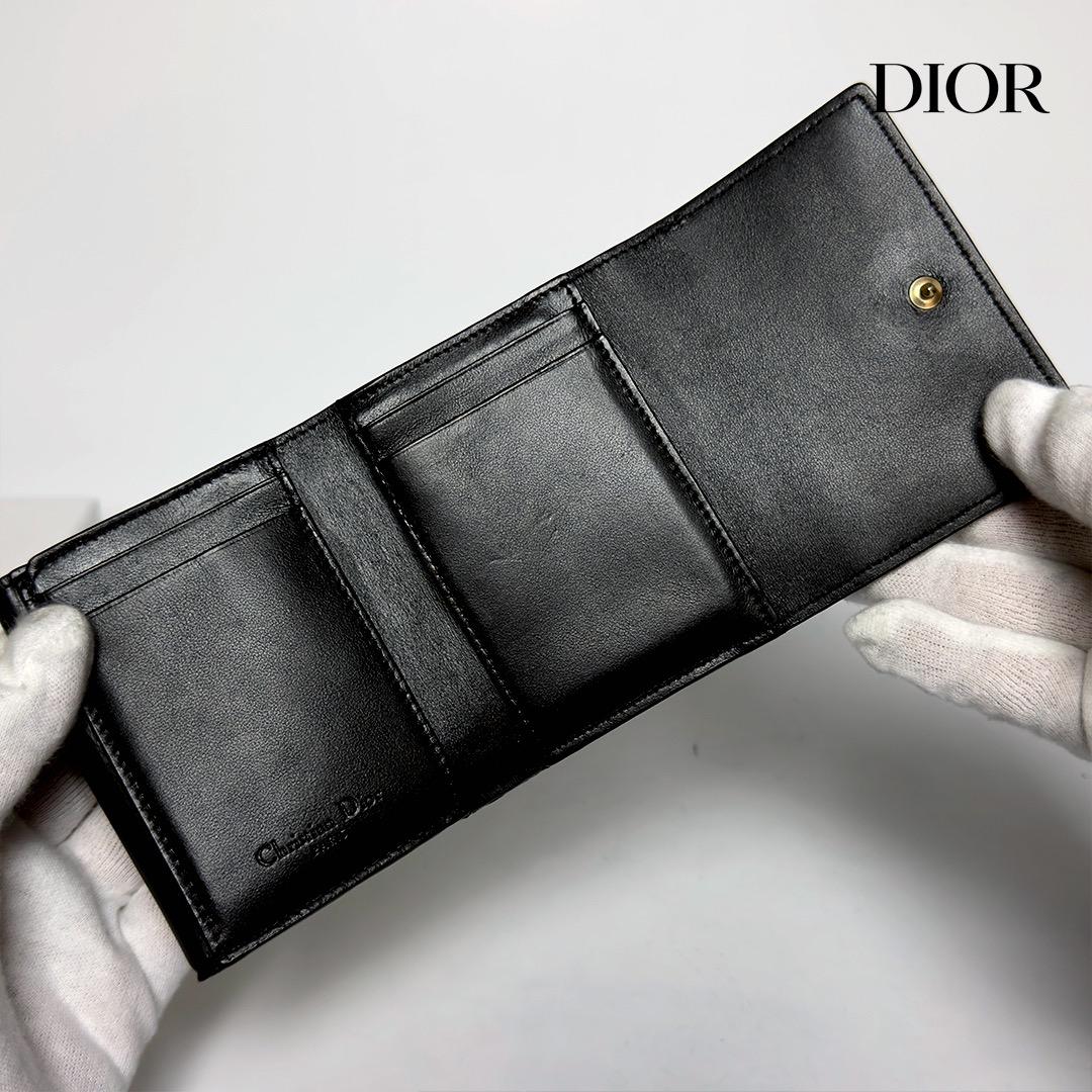 正規品　Dior レディディオール　カナージュ　ロータスウォレット　三つ折り財布