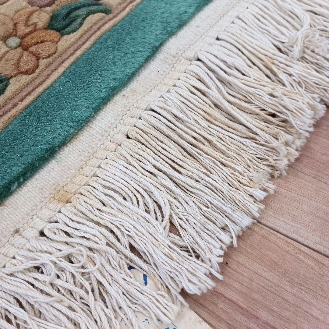 Y3317 中国高級絨毯 天津緞通 ウール100% 手織り 93×61㎝