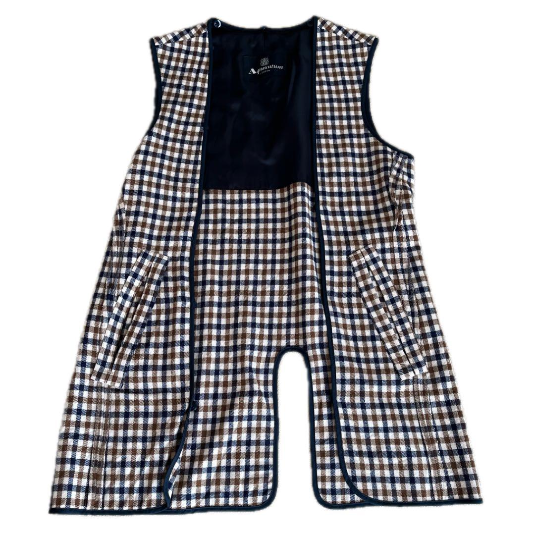 ✨現行✨アクアスキュータム ロンドン ステンカラーコート クラブチェック 黒38