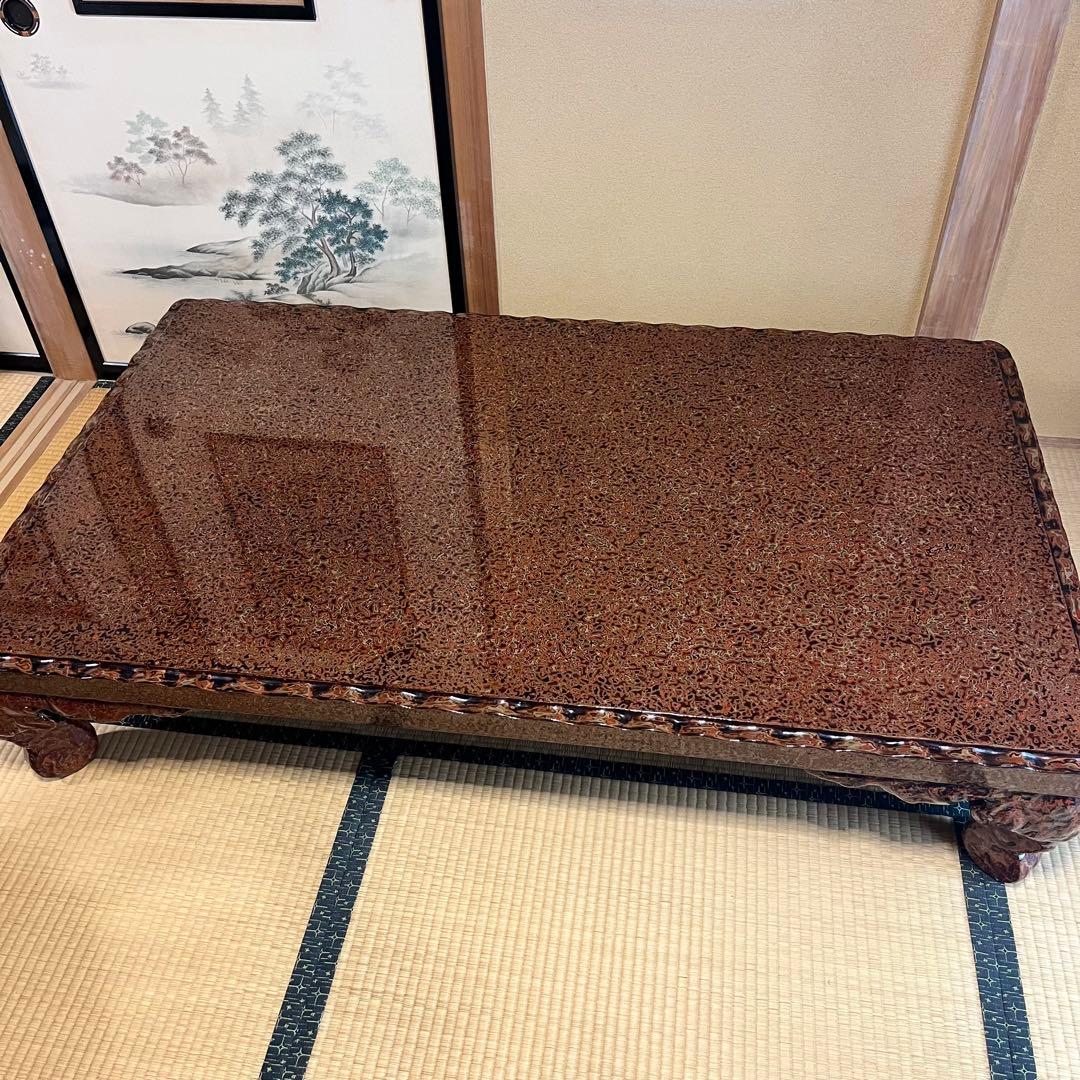 高級座卓　津軽塗　細かな細工　特徴的な脚デザイン