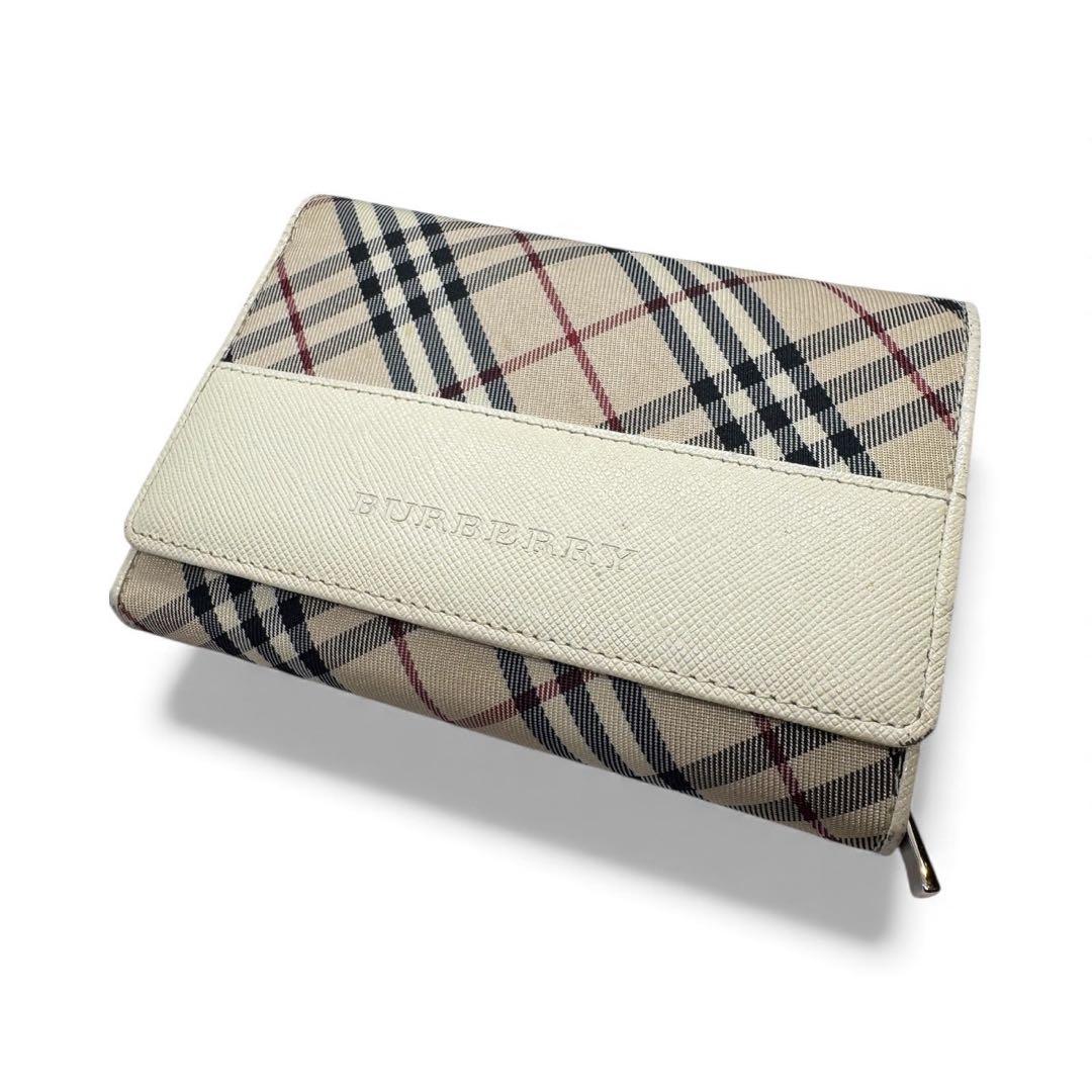 美品　BURBERRY バーバリー 折り財布 ノバチェック ベージュ系