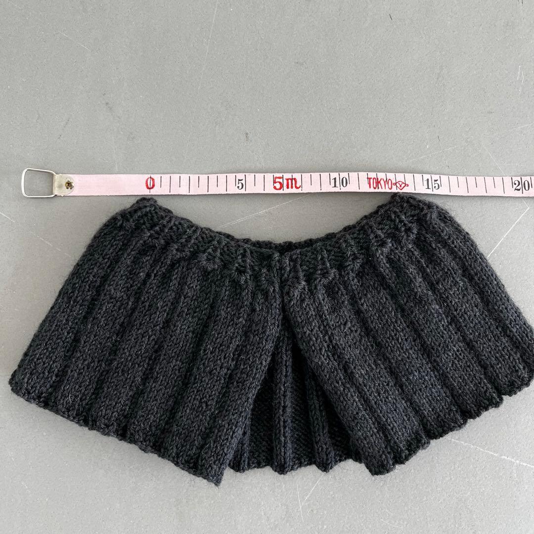 ニット付け襟 リブ編み つけ襟 ハンドメイド 作家 ブラック色
