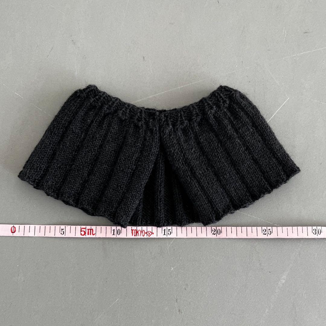 ニット付け襟 リブ編み つけ襟 ハンドメイド 作家 ブラック色