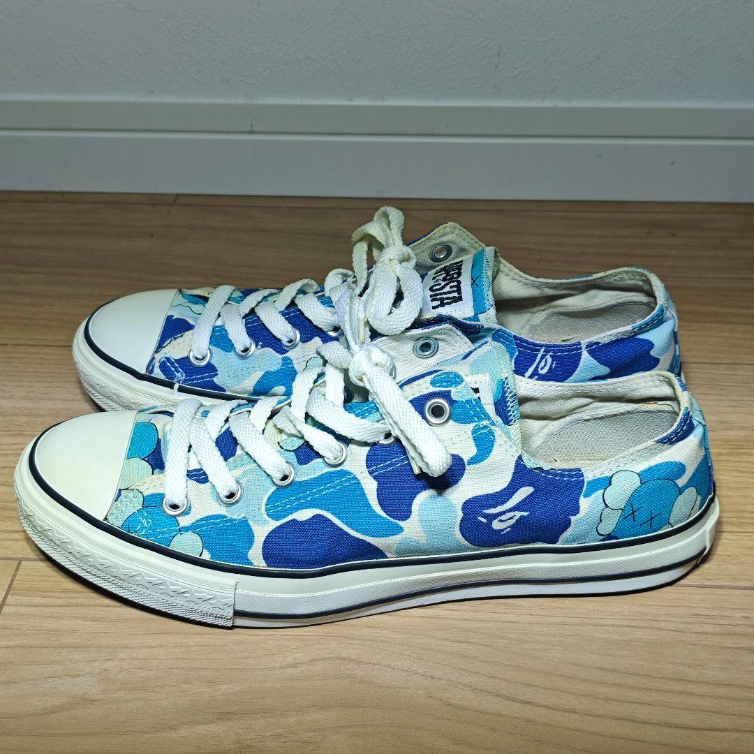 KAWS × BAPE コラボ 迷彩 スニーカー 27cm 青