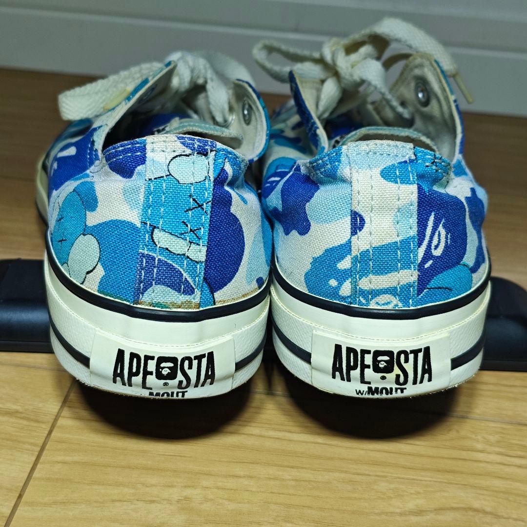 KAWS × BAPE コラボ 迷彩 スニーカー 27cm 青