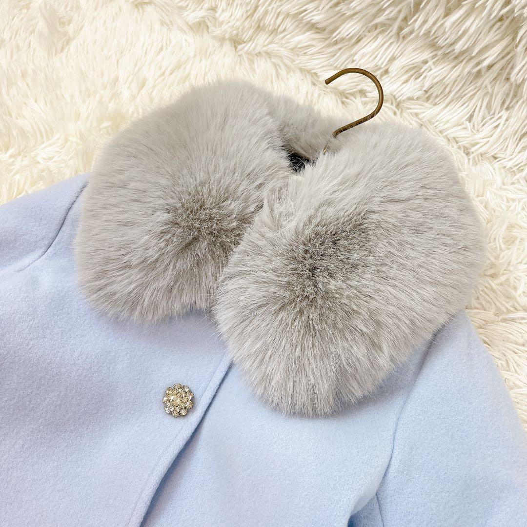 極美品✨ケイトスペード キッズ ウールコート ビジュー フェイクファー 130