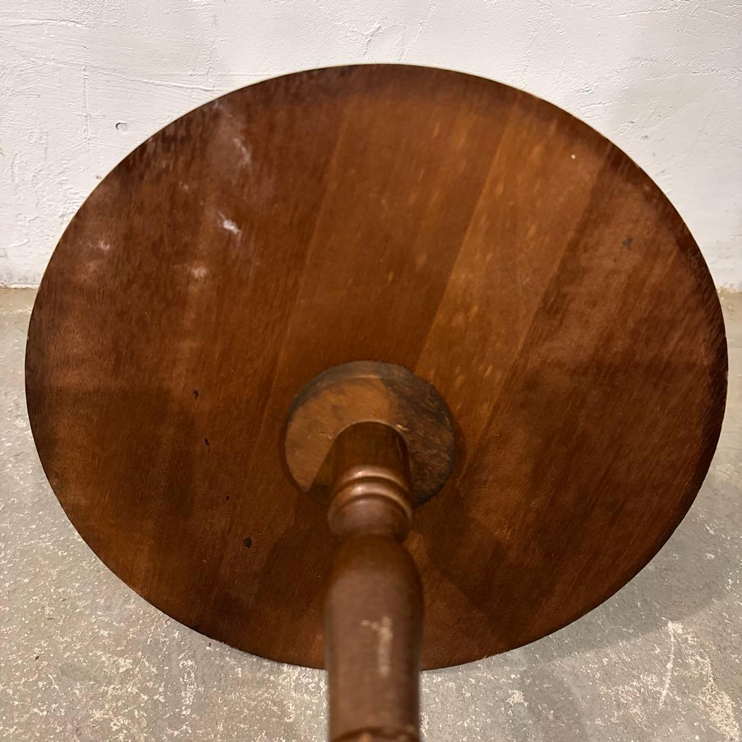 ヴィンテージ　木製サイドテーブル　　ラウンド　花台　2