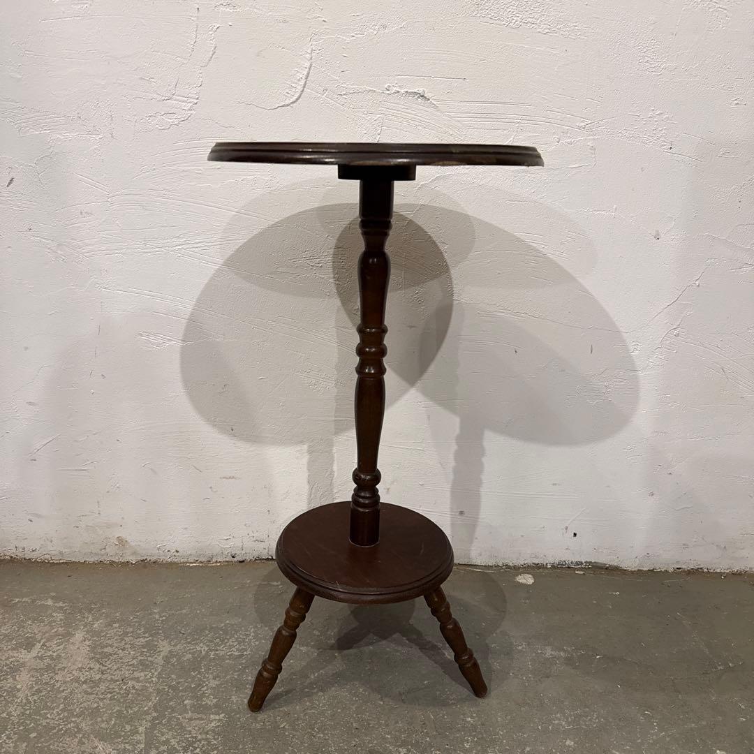 ヴィンテージ　木製サイドテーブル　　ラウンド　花台　2