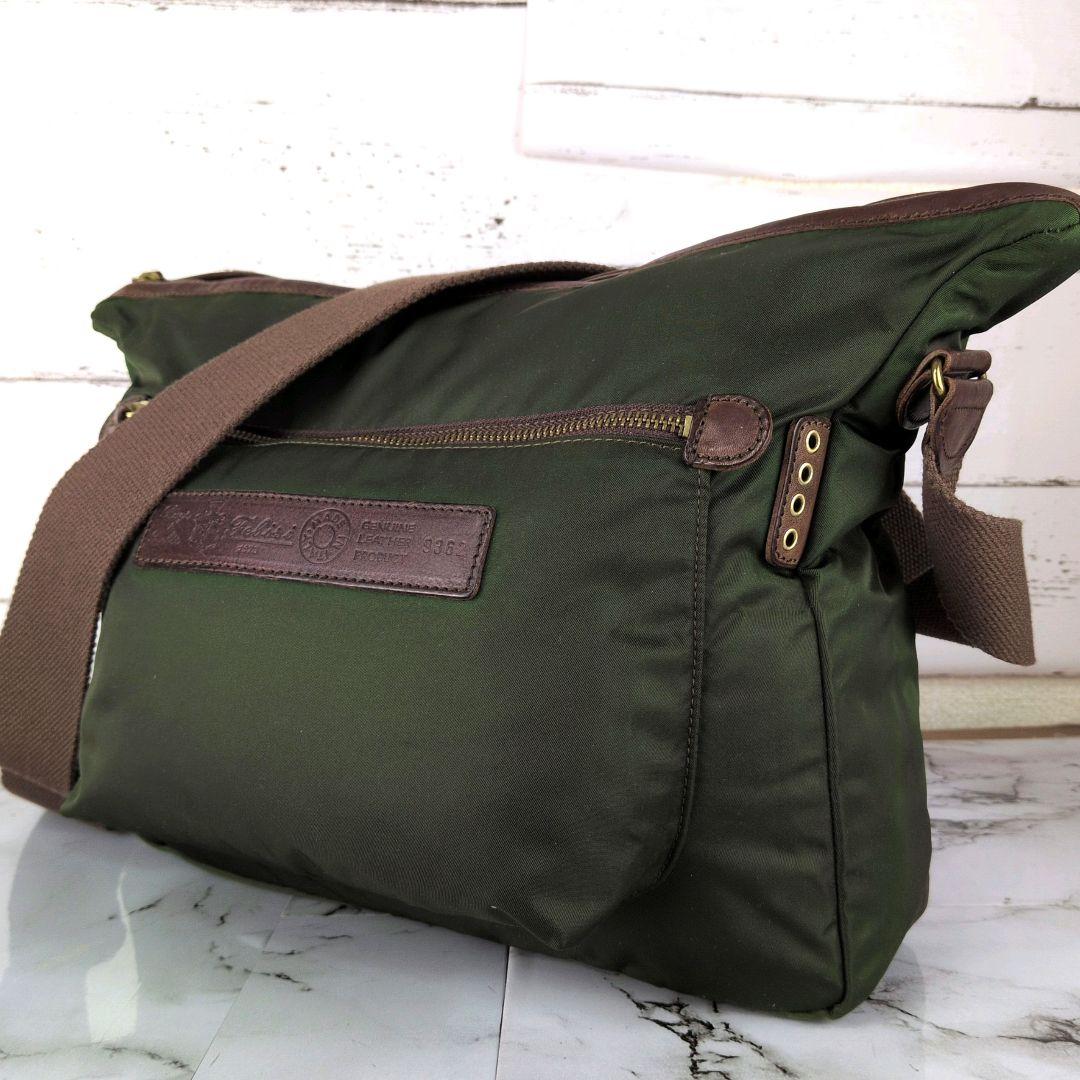 【美品】フェリージ☆9862　ナイロン　レザー　ショルダー　メッセンジャーバッグ
