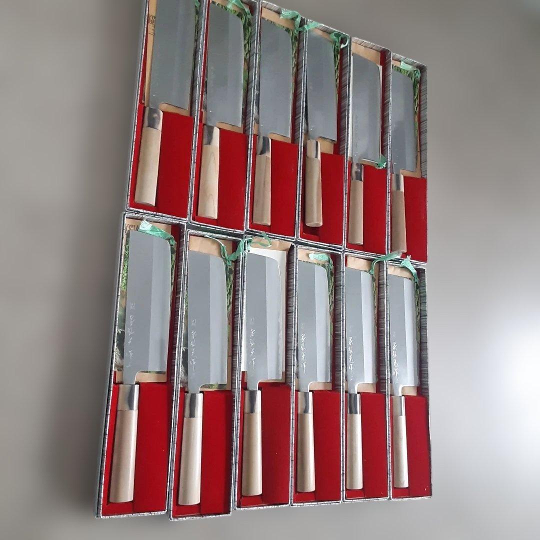 貴重　家弘光作　艶消し仕上げ菜切り包丁１２本